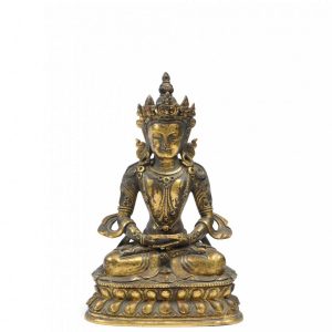 SINO-TIBETAIN, XVIIIe. Statuette d'Amitayus en bronze doré,