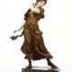 (1895-1925). Danseuse orientaliste. Sculpture en bronze à patine dorée et ivoire.