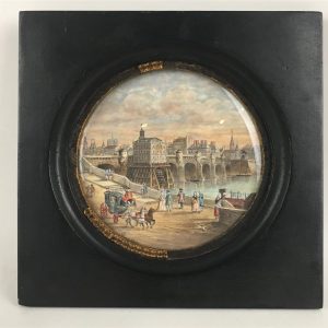 Adjugée 3 509 €. Antoine BERJON (1754-1843). Vue animée du Pont Henri IV.