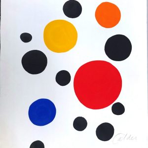 Adjugé 2000 €. Alexander CALDER (1898-1976). Cercles, noir, rouge et bleu, 1973. Lithographie en couleurs.
