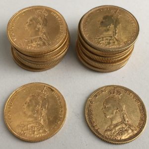 20 pièces de Souverains en or, Victoria Jubilée.